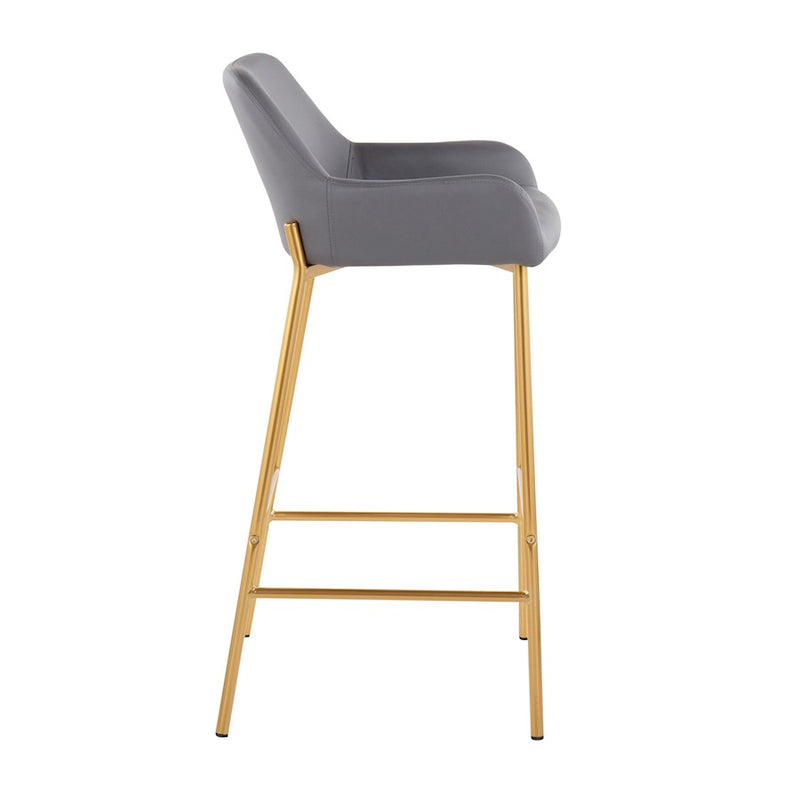 LumiSource Daniella Bar Stool, Set of 2, Gold/Grey