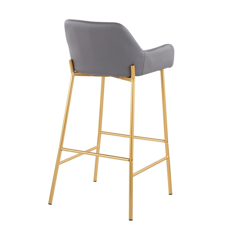 LumiSource Daniella Bar Stool, Set of 2, Gold/Grey
