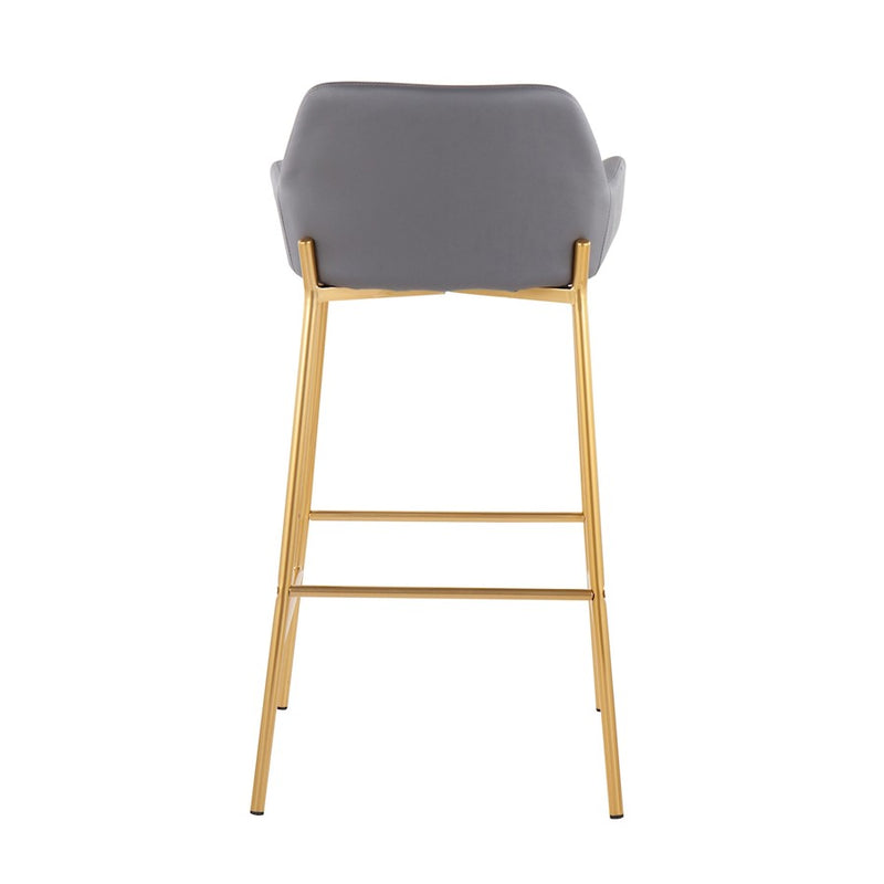 LumiSource Daniella Bar Stool, Set of 2, Gold/Grey