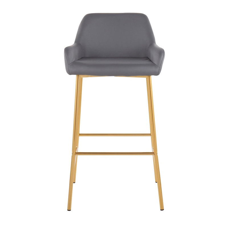 LumiSource Daniella Bar Stool, Set of 2, Gold/Grey