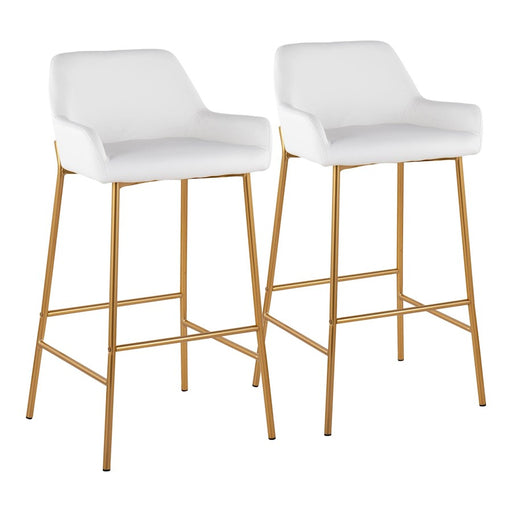 LumiSource Daniella Bar Stool, Set of 2, Gold/White - B30-DNLA2AUPUW2