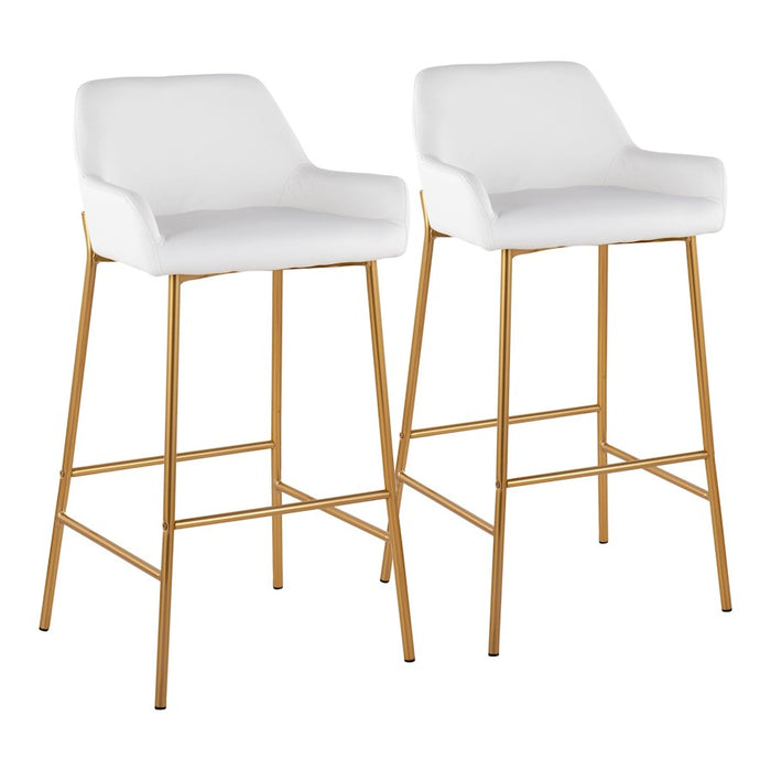 LumiSource Daniella Bar Stool, Set of 2, Gold/White - B30-DNLA2AUPUW2