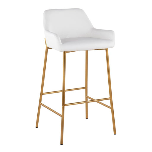 LumiSource Daniella Bar Stool, Set of 2, Gold/White
