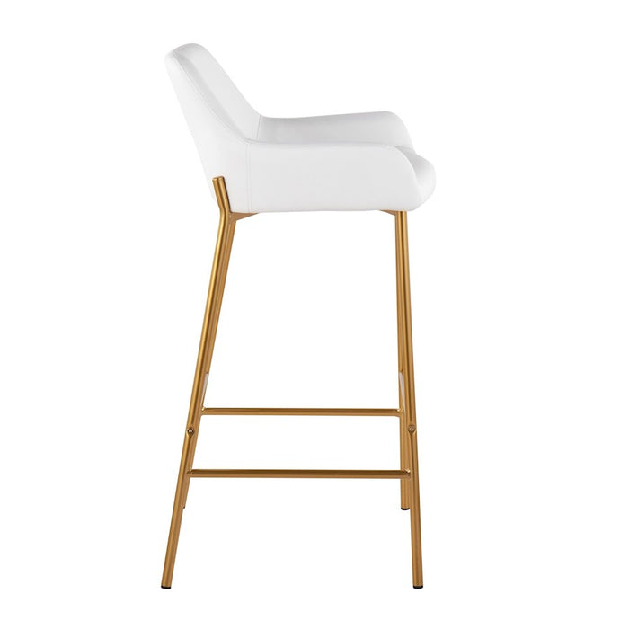 LumiSource Daniella Bar Stool, Set of 2, Gold/White