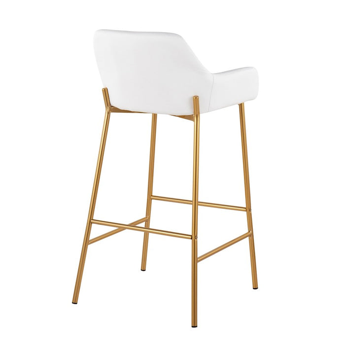 LumiSource Daniella Bar Stool, Set of 2, Gold/White