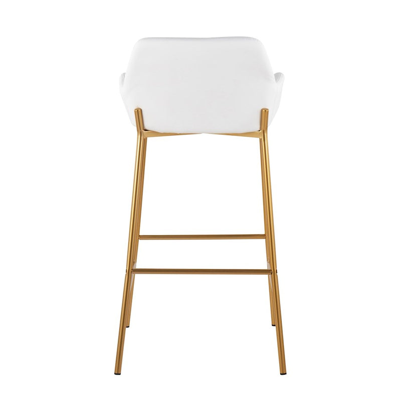 LumiSource Daniella Bar Stool, Set of 2, Gold/White