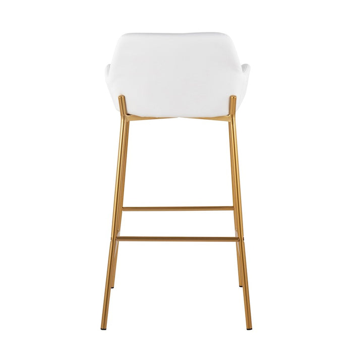 LumiSource Daniella Bar Stool, Set of 2, Gold/White