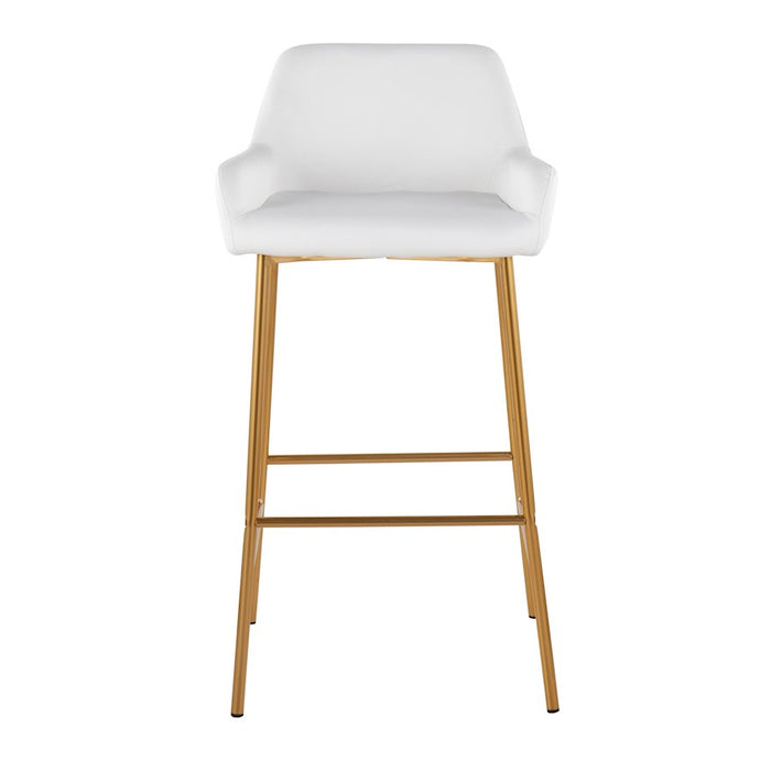 LumiSource Daniella Bar Stool, Set of 2, Gold/White