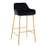 LumiSource Daniella Bar Stool, Set of 2, Gold/Black Velvet
