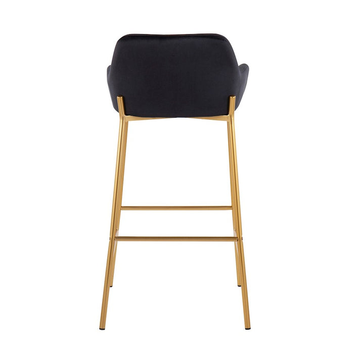 LumiSource Daniella Bar Stool, Set of 2, Gold/Black Velvet