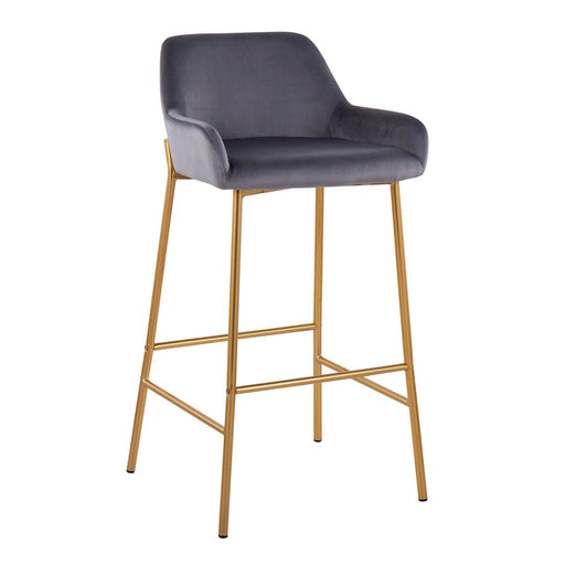 LumiSource Daniella Bar Stool, Set of 2, Gold/Silver Velvet