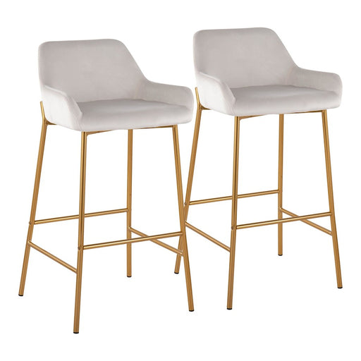 LumiSource Daniella Bar Stool, Set of 2, Gold/White Velvet - B30-DNLA2AUVW2