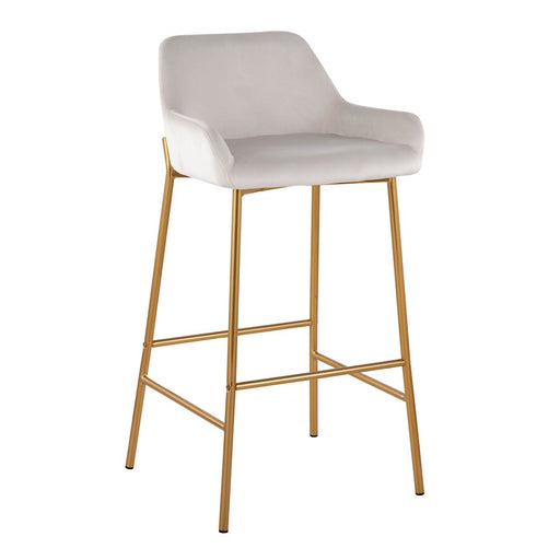 LumiSource Daniella Bar Stool, Set of 2, Gold/White Velvet