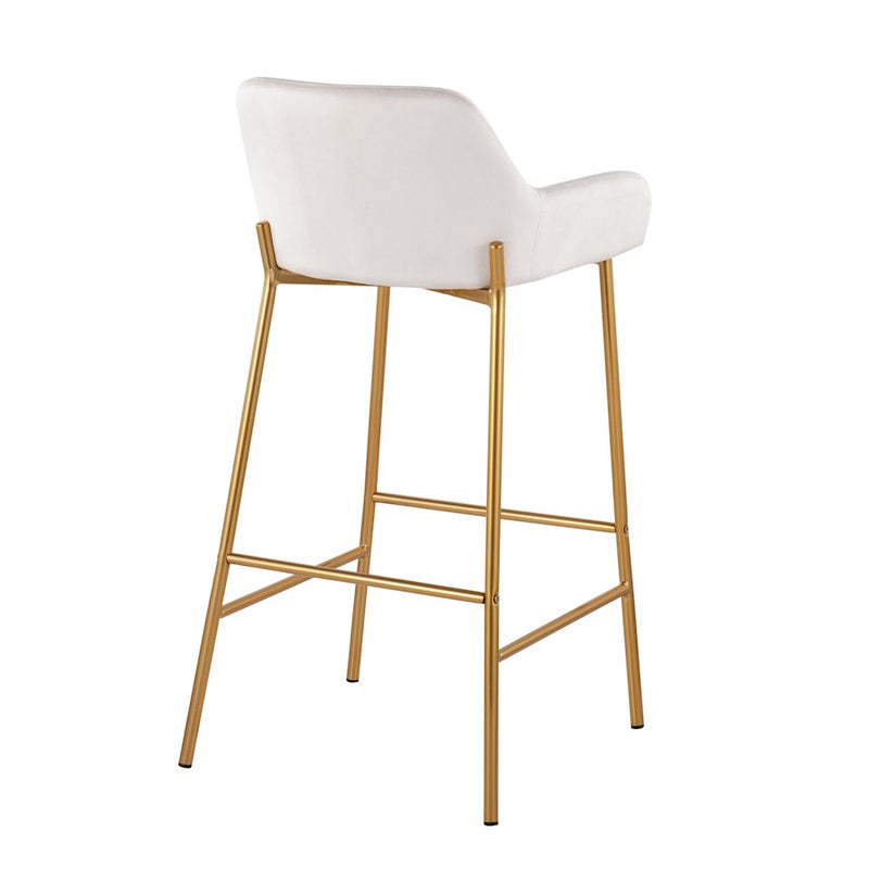 LumiSource Daniella Bar Stool, Set of 2, Gold/White Velvet