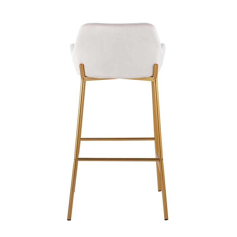 LumiSource Daniella Bar Stool, Set of 2, Gold/White Velvet