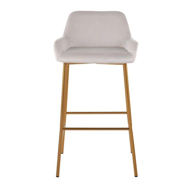 LumiSource Daniella Bar Stool, Set of 2, Gold/White Velvet