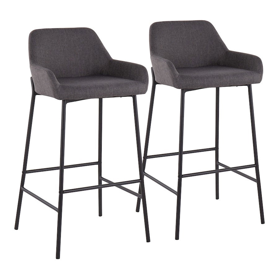 LumiSource Daniella Bar Stool, Set of 2, Black/Charcoal - B30-DNLA2BKCHAR2