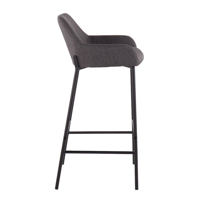 LumiSource Daniella Bar Stool, Set of 2, Black/Charcoal