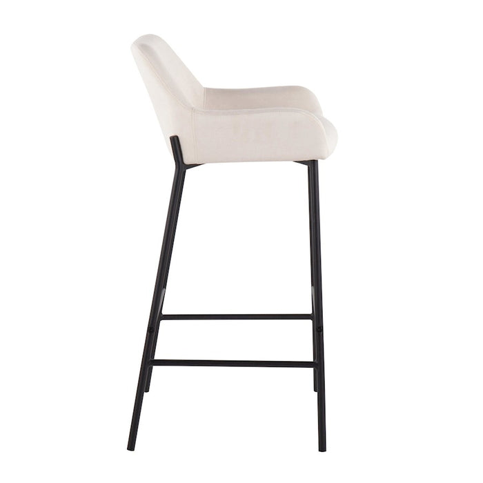 LumiSource Daniella Bar Stool, Set of 2, Black/Cream