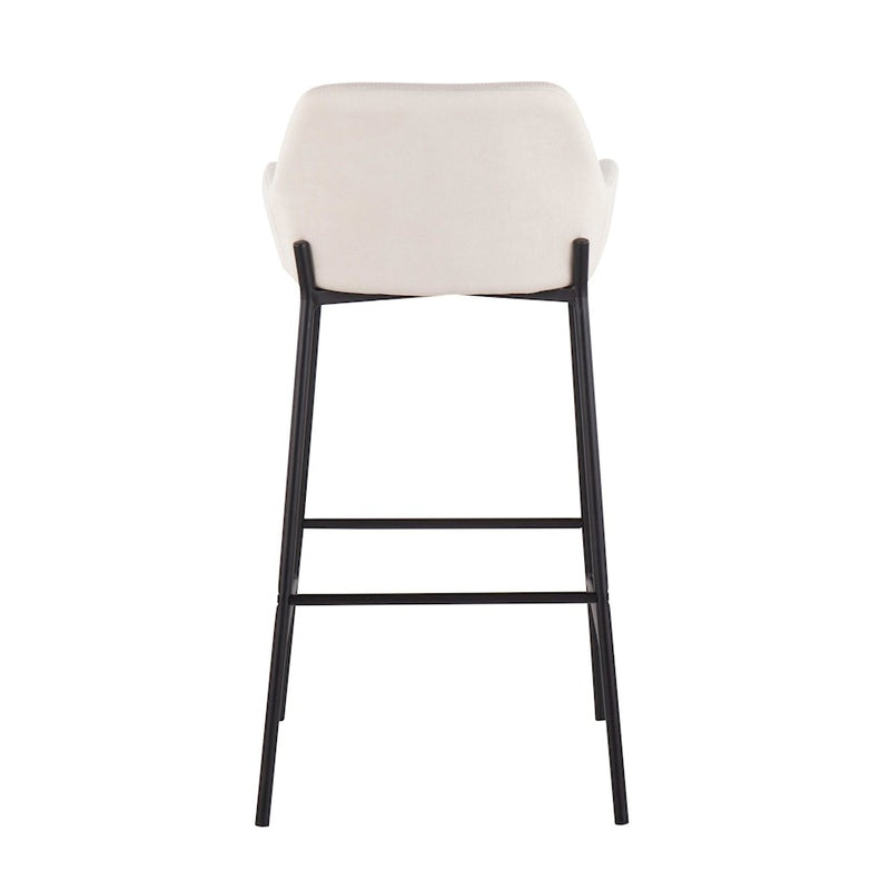 LumiSource Daniella 30in Bar Stool Set of 2 | Industrial Black Metal and Cream Fabric | Kitchen Island & Bar Seating | Model B30-DNLA2BKCR2
