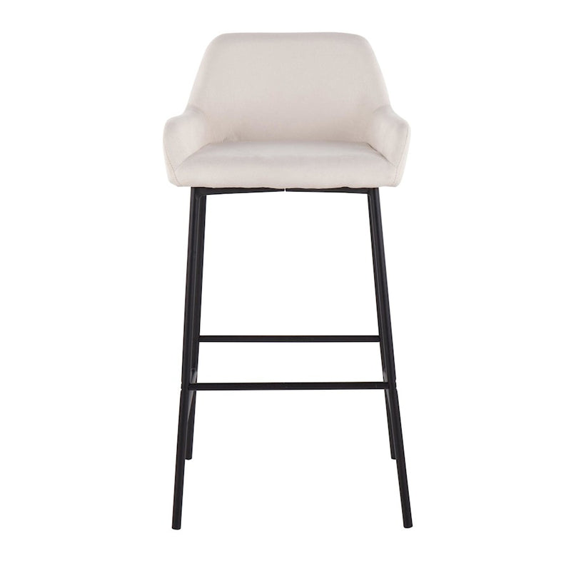LumiSource Daniella Bar Stool, Set of 2, Black/Cream