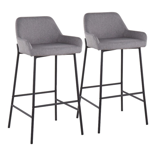 LumiSource Daniella Bar Stool, Set of 2, Black/Grey Fabric - B30-DNLA2BKGY2