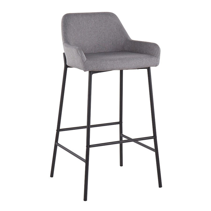 LumiSource Daniella Bar Stool, Set of 2, Black/Grey Fabric
