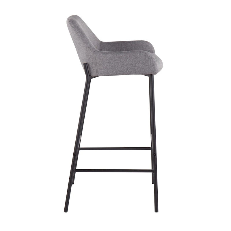 LumiSource Daniella Bar Stool, Set of 2, Black/Grey Fabric