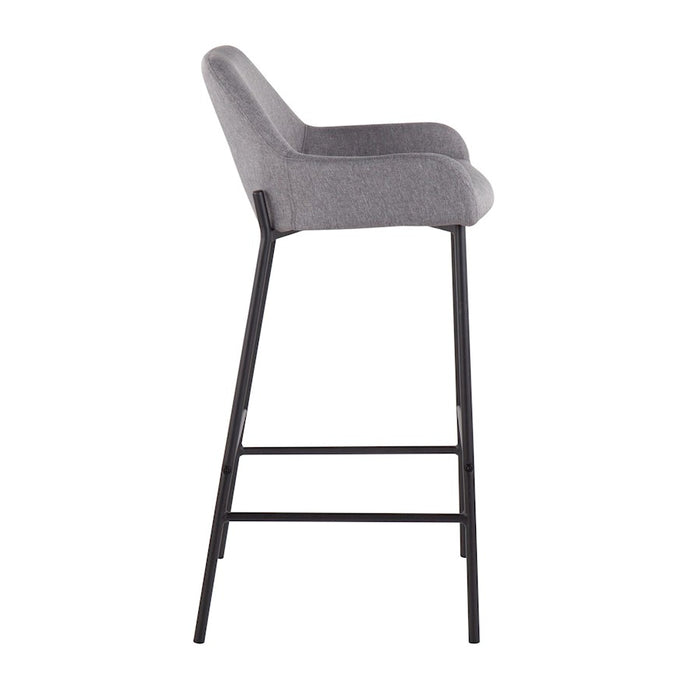 LumiSource Daniella Bar Stool, Set of 2, Black/Grey Fabric