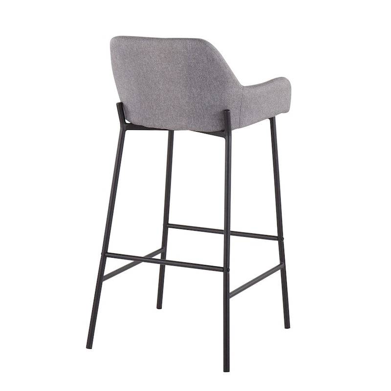 LumiSource Daniella Bar Stool, Set of 2, Black/Grey Fabric