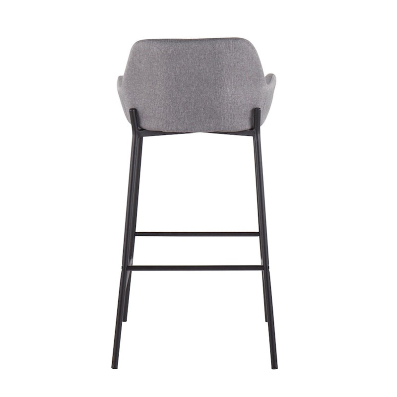LumiSource Daniella Bar Stool, Set of 2, Black/Grey Fabric