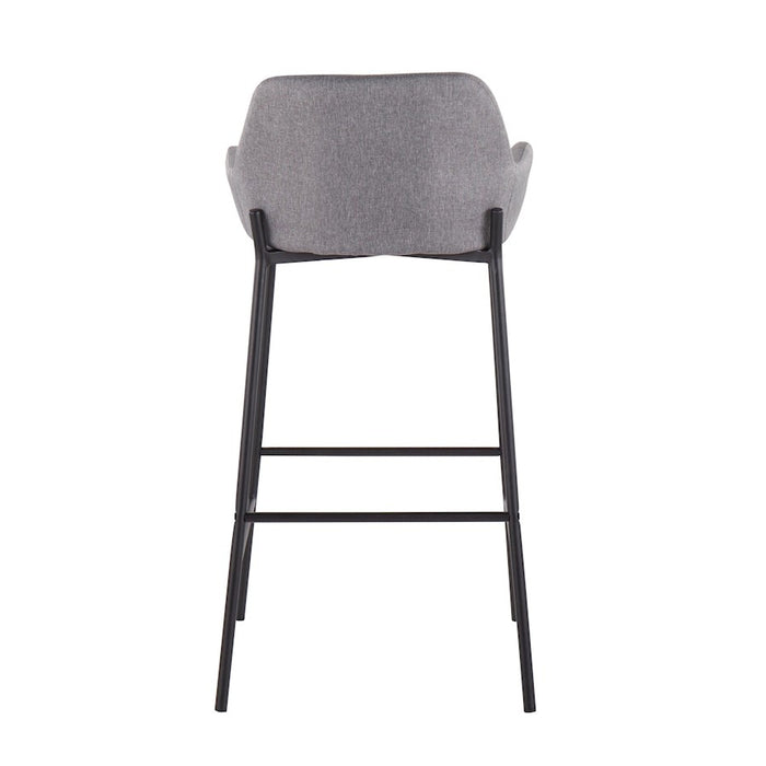 LumiSource Daniella Bar Stool, Set of 2, Black/Grey Fabric