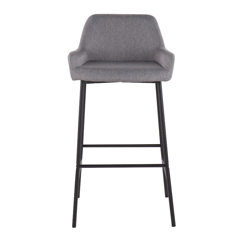 LumiSource Daniella Bar Stool, Set of 2, Black/Grey Fabric
