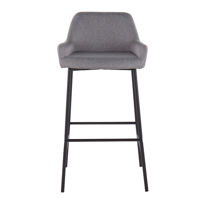 LumiSource Daniella Bar Stool, Set of 2, Black/Grey Fabric