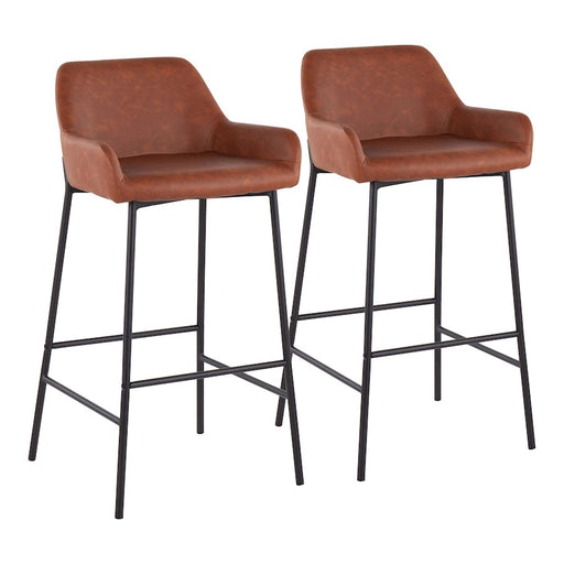 LumiSource Daniella Bar Stool, Set of 2, Black/Camel - B30-DNLA2BKPUCAM2