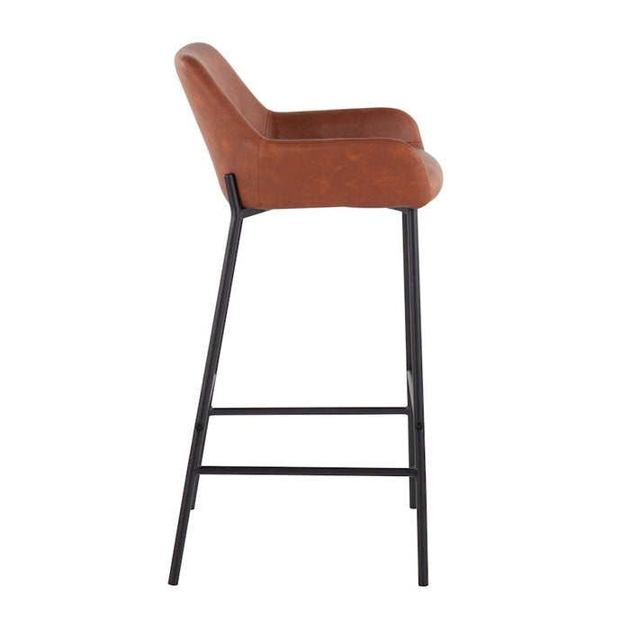 LumiSource Daniella Bar Stool, Set of 2, Black/Camel