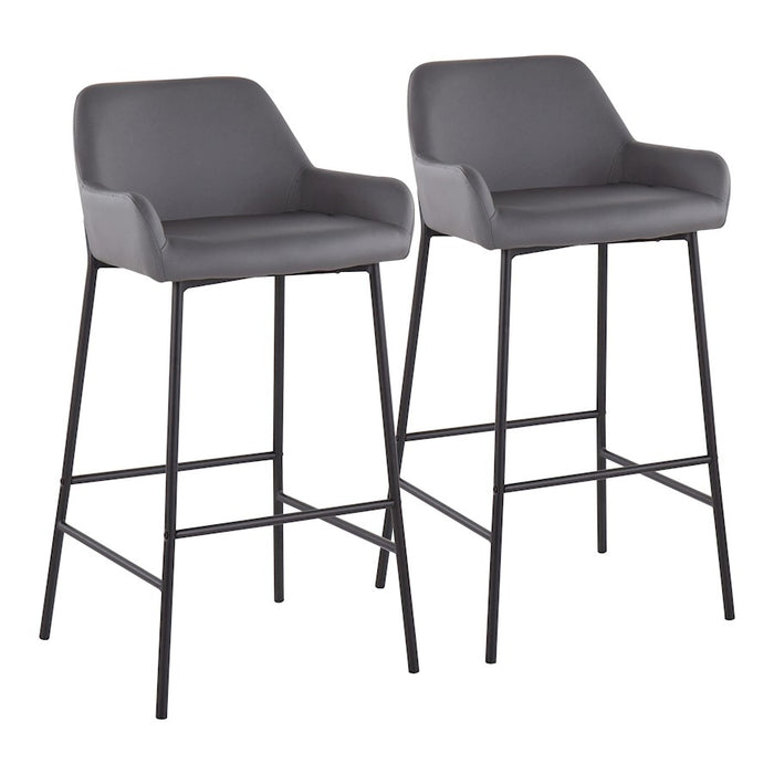 LumiSource Daniella Bar Stool, Set of 2, Black/Grey - B30-DNLA2BKPUGY2