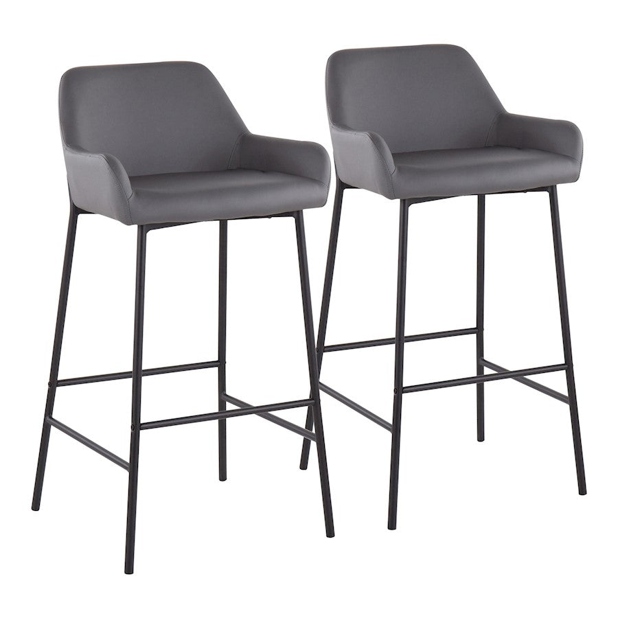 LumiSource Daniella Bar Stool, Set of 2, Black/Grey - B30-DNLA2BKPUGY2