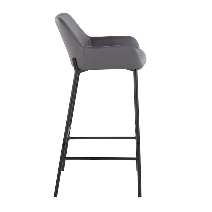 LumiSource Daniella Bar Stool, Set of 2, Black/Grey