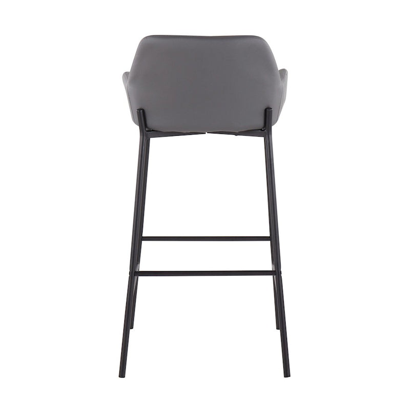LumiSource Daniella 30in Bar Stool Set of 2 | Industrial Black Metal and Grey PU | Kitchen Island & Home Bar Seating | Model B30-DNLA2BKPUGY2