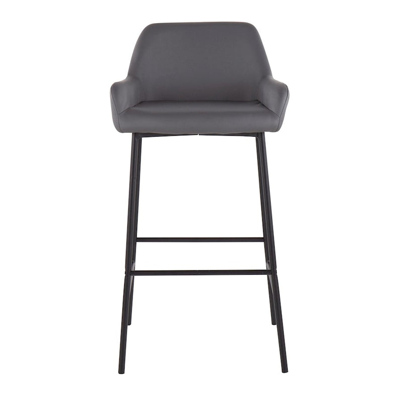 LumiSource Daniella 30in Bar Stool Set of 2 | Industrial Black Metal and Grey PU | Kitchen Island & Home Bar Seating | Model B30-DNLA2BKPUGY2