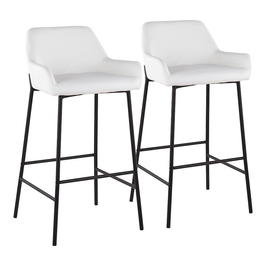 LumiSource Daniella Bar Stool, Set of 2, Black/White - B30-DNLA2BKPUW2
