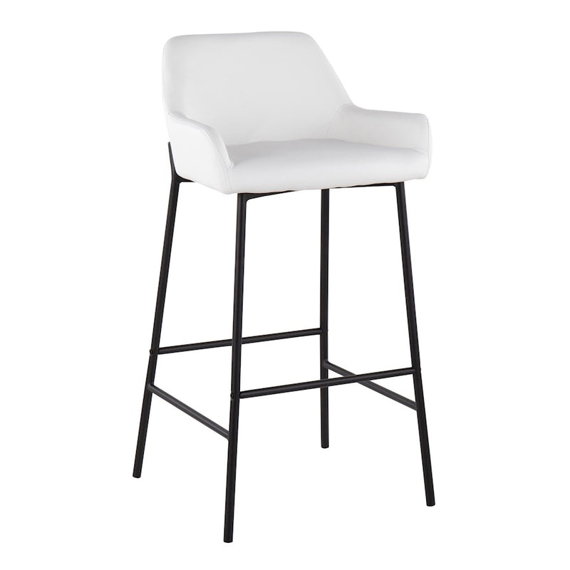 LumiSource Daniella 30in Bar Stool Set of 2 | Industrial Black Metal and White PU | Kitchen Island & Home Bar Seating | Model B30-DNLA2BKPUW2