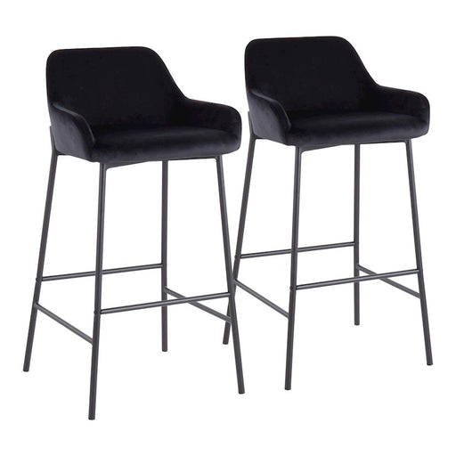 LumiSource Daniella Bar Stool, Set of 2, Black/Black Velvet - B30-DNLA2BKVBK2