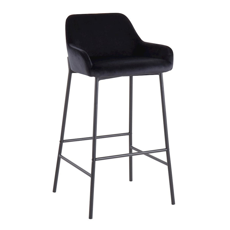 LumiSource Daniella Bar Stool, Set of 2, Black/Black Velvet