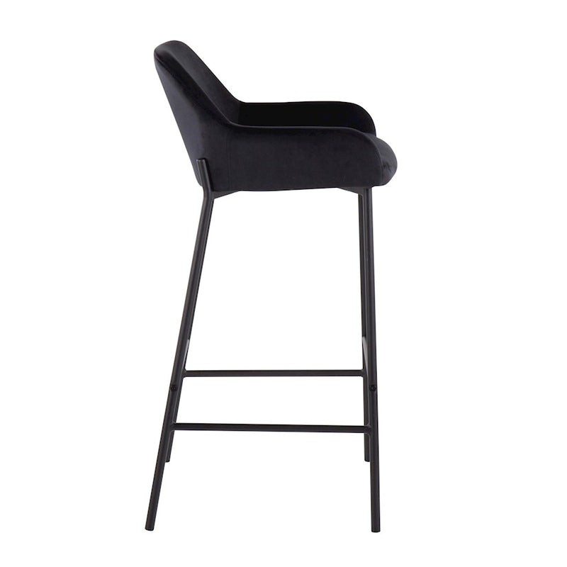 LumiSource Daniella Bar Stool, Set of 2, Black/Black Velvet