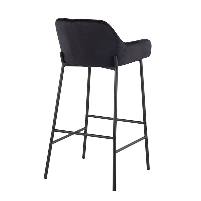 LumiSource Daniella Bar Stool, Set of 2, Black/Black Velvet