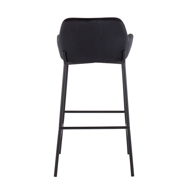 LumiSource Daniella 30in Bar Stool Set of 2 | Industrial Black Metal and Black Velvet | Kitchen Island & Home Bar Seating | Model B30-DNLA2BKVBK2