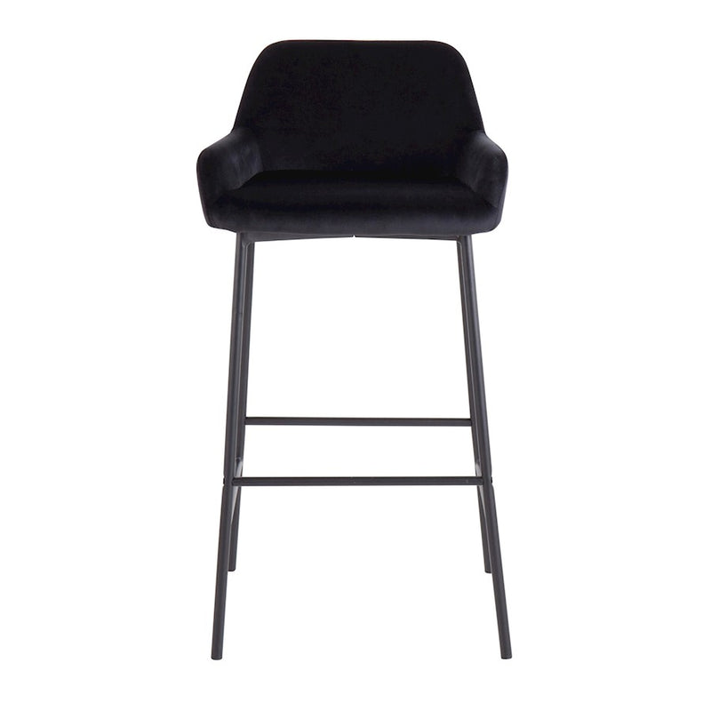 LumiSource Daniella 30in Bar Stool Set of 2 | Industrial Black Metal and Black Velvet | Kitchen Island & Home Bar Seating | Model B30-DNLA2BKVBK2