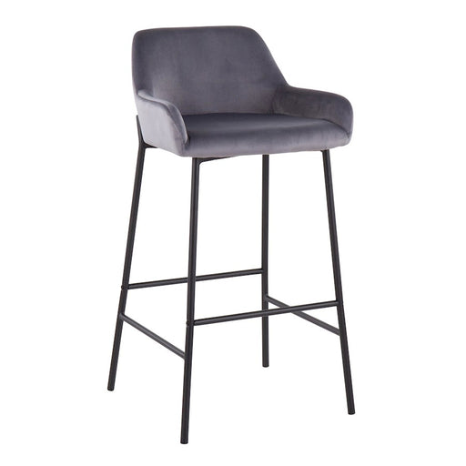 LumiSource Daniella Bar Stool, Set of 2, Black/Silver Velvet